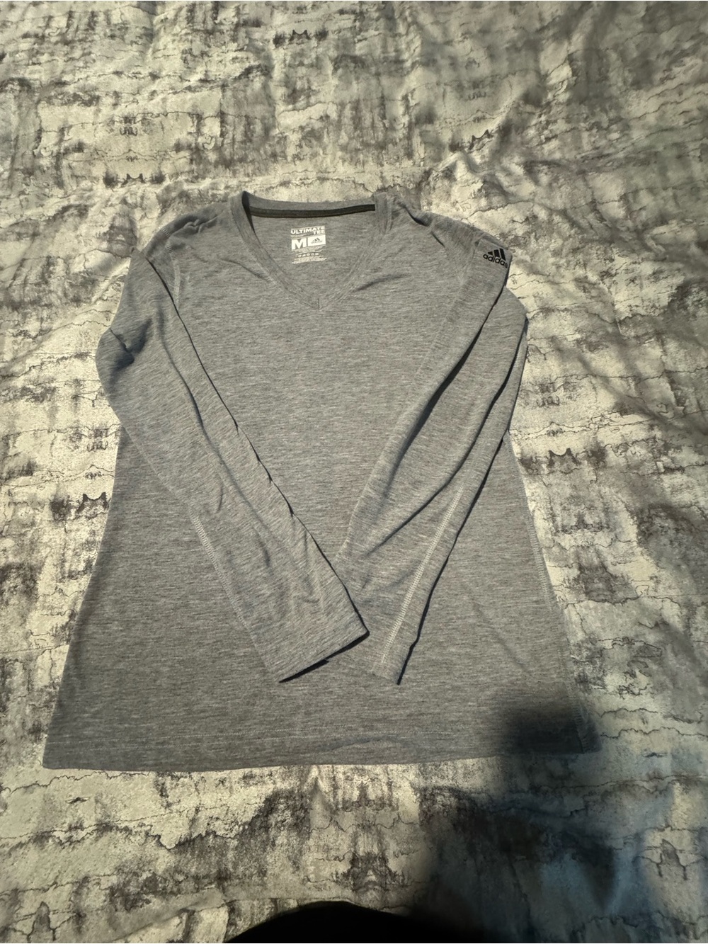 adidas Women’s Gray Long-Sleeve V-Neck Performance Top